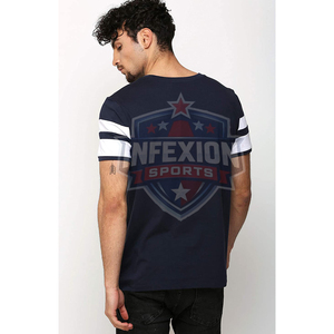 Camiseta de Manga Corta a Rayas Azul Marino para Hombre, Cuello Redondo, Estilo Casual, Tejido de Punto - Product Image 4
