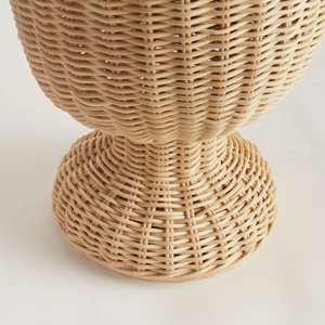 Vase sur piétement en rotin tressé élégant, panier décoratif, jardinière haute sculpturale, support à fleurs naturel, vase de table bohème chic - Product Image 3