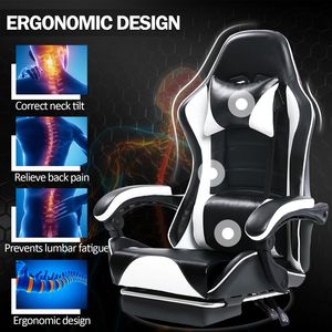 Adult Ergonomically Designed Electronic Gaming Chair with PU Leather Lounge Chair Footstool and Waist Support-Game Lounge Chair - Product Image 3