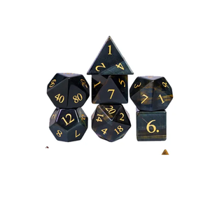 ลูกเต๋าหินคุณภาพสูง บลูไทเกอร์อาย คริสตัลธรรมชาติ หินบำบัดเรกิ ลูกเต๋าหินแกะสลักแบบกำหนดเอง ชุดลูกเต๋าคริสตัลไวกิ้ง - Product Image 6