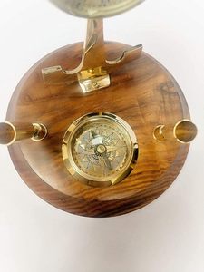 Vintage <b>Antique</b> Brass Telegraph with Pen Holder <b>Compass</b> Nautical Table Top Home Decor Gift Item - Product Image 4