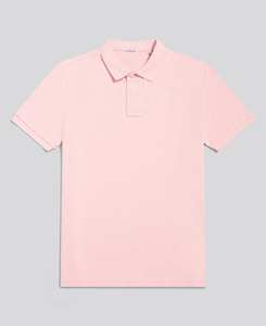 Polo en piqué de coton rose à manches courtes pour homme, haute performance, couleur unie, décontracté, respirant, coupe classique, prix abordable, faible coût - Product Image 1