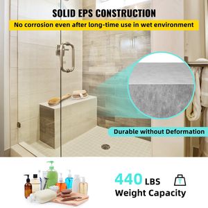 Sedile Doccia Rettangolare Moderno 47.2x16x20 Impermeabile e Pronto per la Piastrellatura per Uso Bagno - Product Image 3