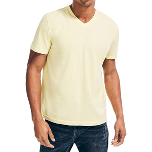 100% Cotton Men's T-Shirts Stylish <b>V</b>-Neck Design Comfortable Wholesale Breathable Custom Printed Short Sleeve Loose <b>Fit</b> - Product Image 1