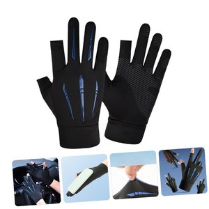 Gants en nylon doux pour la peau pour adultes, mitaines à deux doigts exposés de couleur unie, gants de sport d'extérieur pour adolescents, gants à doigts complets compatibles avec les écrans tactiles - Product Image 3