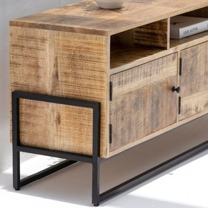 Meuble TV industriel en bois Vandana Novara Grand, console de divertissement moderne en métal et bois - Product Image 4