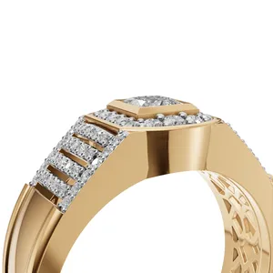 Anillo de Diamantes Cultivados en Laboratorio para Hombre Regent Halo, Anillo de Diamantes de Corte Redondo y Princesa, 81 Piezas de Diamantes para Anillo de Hombre - Product Image 4