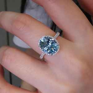 Anillo de Aguamarina Santa María en Oro Blanco de 18K, Hecho a Mano, Joyería Fina de Lujo para Compromiso o Boda, Regalo Elegante para Mujer - Product Image 3