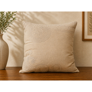 Premium Cotton Chambray Embroidered Cushion <b>Cover</b> | Luxury Decorative <b>Throw</b> Pillow <b>Cover</b> for <b>Sofa</b>, Living Room & Home Decor - Product Image 1