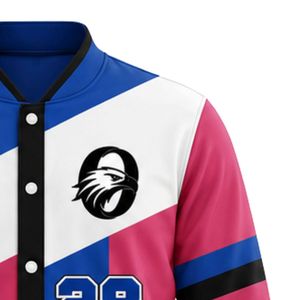 Blue Pink White Baseball <b>Jacket</b> Full Zip Long Sleeve Teamwear Comfortable <b>Lightweight</b> Outerwear for Game Practice - Product Image 4