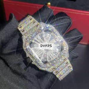 Mossinate Men's Square Quartz Moissanite Watch with Glass Dial Water Resistant 3BAR Hip Hop Style Fashion Gold Watch - Product Image 5