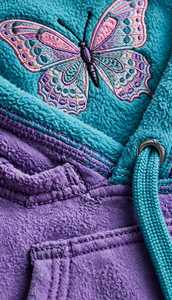 Ensemble de survêtement sportif respirant 2 en 1 pour femmes, sweat-shirt à capuche et pantalon, couleur bleu turquoise et violet, imprimé papillon, été - Product Image 5