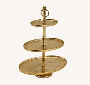 Support à gâteau rond à 2 niveaux en métal argenté, plateau de service à étages en aluminium moulé pour cupcakes et desserts avec poignée annulaire - Product Image 3