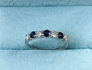 Magnifique ensemble de 7 broches en pierre saphir bleu et bague en diamant Moissanite coupe ronde bijoux personnalisés beau cadeau pour les femmes - Product Image 3