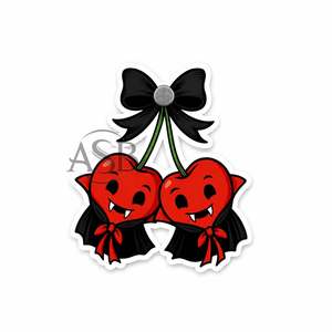 Support à cils en acrylique Halloween Cherry Bow, durable, motif nœud noir effrayant, support à cils cerise, impression de logo personnalisée - Product Image 1