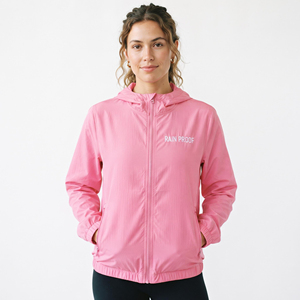 Veste coupe-vent à capuche pour femme avec logo brodé, fermeture éclair intégrale, veste de pluie légère en nylon, sweat à capuche 3/4 zip imperméable - Product Image 1