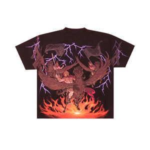Camiseta Negra de Manga Corta para Hombre, Diseño con Estampado Digital en la Espalda, Estilo Urbano, Cuello Redondo, Corte Regular, Algodón Jersey, Transpirable - Product Image 3