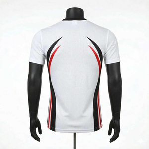 T-shirt à manches courtes pour homme, motif géométrique blanc, noir et rouge, col rond, séchage rapide, coupe ajustée, sportif, tricoté, longueur normale - Product Image 2