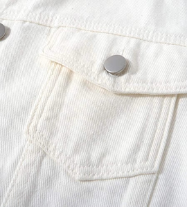 Chaqueta Vaquera Premium de Color Neutro con Cuello Clásico para Mujer, Lavado Crema Desgastado, Transpirable, Buena Calidad, Precio al por Mayor - Product Image 3