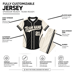 Ensemble d'uniformes de baseball personnalisés pour hommes adultes, manches courtes, 100% polyester, évacuation de l'humidité, impression par sublimation, nom de l'équipe 21 - Product Image 5