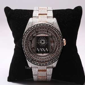 นาฬิกาข้อมือ VANA JEWELS หรูหรา ประดับเพชรโมอิสซาไนต์ ตัวเรือนสแตนเลสทรงกลม หน้าปัดอนาล็อก ควอตซ์ สำหรับผู้ชาย สไตล์ฮิปฮอป - Product Image 1