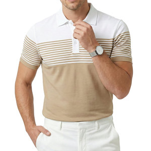 Polos Casuales Transpirables para Hombre, con Bloques de Color, Rayas, Manga Corta, Piqué, Logotipo Personalizado, Venta al Por Mayor, Polos de Golf de Verano - Product Image 4