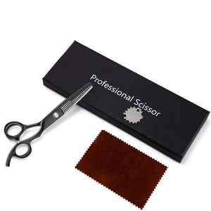 กรรไกรตัดผมมืออาชีพ MAHFOOZ INSTRUMENTS ทำจากสแตนเลสสตีล สีดำ สำหรับซอยผม ปลายทู่ ด้ามจับยาง เหมาะสำหรับใช้ในร้านเสริมสวย - Product Image 4