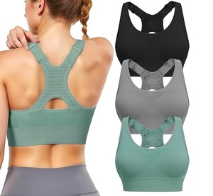 Sujetadores deportivos sencillos con logo personalizado en la parte delantera, de alto soporte, antiestáticos, de Spandex/Nylon, para mujer, ropa deportiva de yoga, OEM, al por mayor, la mejor calidad, personalizados. - Product Image 1