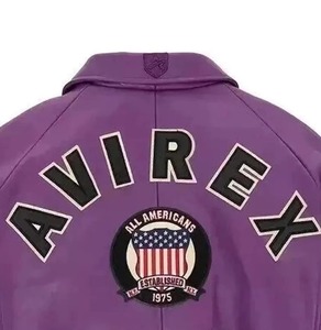 Veste de baseball Avirex pour homme, veste bomber en cuir PU pour homme, fermeture éclair, patch brodé USA, vêtements décontractés d'automne, vestes en cuir Avirex - Product Image 4
