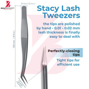 Pince à cils incurvée en acier inoxydable de haute précision, pince à volume anti-magnétique argent mat pour usage professionnel des cils - Product Image 2