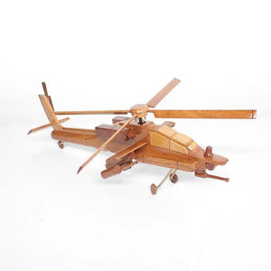 Modèle d'hélicoptère en bois, artisanat en bois massif provenant d'une usine vietnamienne / Modèle d'avion en bois pour cadeau ou décoration de table - Product Image 2