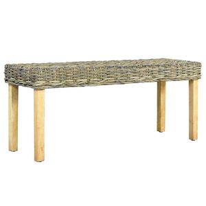 Banco de Madera de Mango Sólida y Ratán Kubu, Sillas de Comedor Naturales con Comodidad Media - Product Image 1
