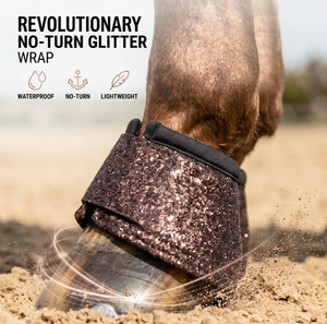 Bottes de protection anti-retour pour chevaux, en néoprène rembourré, imperméables, légères, pour l'extérieur, en tissu pailleté bleu roi de qualité supérieure, absorbant les chocs - Product Image 6