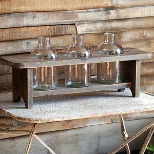 Soporte Decorativo para Flores de Madera Estilo Art Deco con 3 Floreros de Botella Ecológicos - Product Image 1