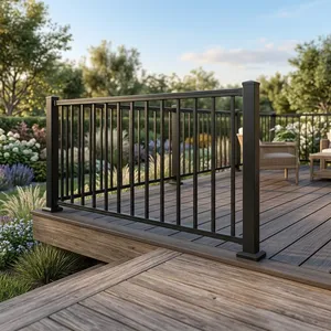 Barandilla de Balcón Moderna de Metal Negro con Barras Verticales, Valla de Seguridad Resistente para Exteriores, para Terraza, Porche y Patio Residencial - Product Image 3