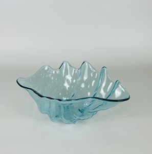 Bol à salade moderne en plastique acrylique bleu en forme de coquillage pour les fêtes - Product Image 4