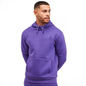 Men's <b>Purple</b> Hooded Tracksuit Full Length Cotton Casual Sportswear with Side Pockets and Elastic Waist - Product Image 2