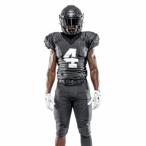 Uniforme de Fútbol Americano Negro para Jóvenes al por Mayor, 100% Poliéster, Uniformes de Fútbol Americano, Jersey con Cuello en V, Conjunto de Pantalones Americanos - Product Image 2