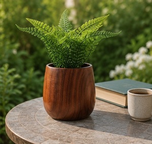 Maceta de Madera de Acacia Sólida Ecológica al por Mayor, Maceta de Madera para Interiores para Suculentas, Florero de Madera Moderno Hecho a Mano para Mesa - Product Image 5