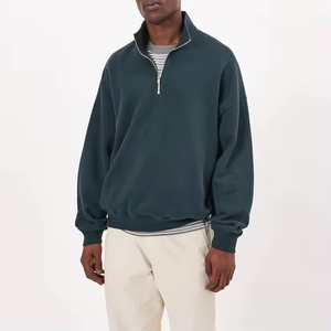 Sweat-shirts et hoodies pour hommes grande taille, col montant, demi-zip, épaules tombantes, coupe ample, logo personnalisé - Product Image 1