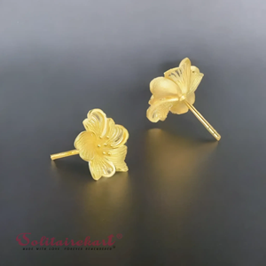 Solitairekart Pendientes de botón de flor floral de oro de 14 quilates 2.92grm Joyería fina - Product Image 6