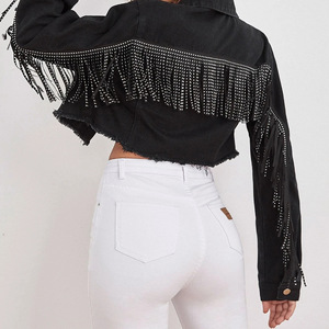 Nouvelle arrivée, veste en jean teinté en coton à rivets, dernier design, pour femmes, de haute qualité, streetwear décontracté d'hiver - Product Image 2