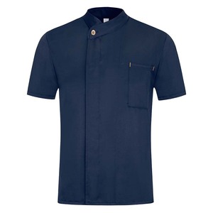 Men's Black <b>Short</b> <b>Sleeve</b> Chef <b>Jacket</b> Woven Polyester Button Closure Restaurant Uniform - Product Image 2