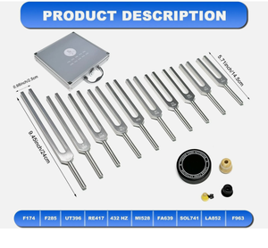 Ensemble de diapasons Solfeggio Mars International, 10 pièces, 10 ensembles, argent, version améliorée - Product Image 2