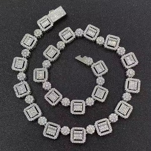 White <b>Gold</b> Luxury Miami Cuban Link Chain Fully Iced D VVS Studded Diamond <b>Tester</b> Check Moissanite Fashion Necklaces - Product Image 6