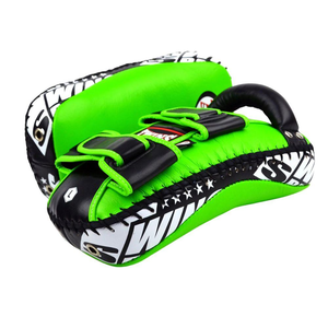 Twins Standard Curved Leather Kick Pads Green <b>Protective</b> Custom Made Boxing MMA Muay Thai Kick <b>Shields</b> - Product Image 3