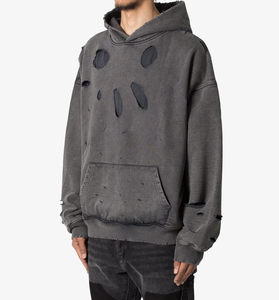 เสื้อฮู้ดดี้ผ้าผลิตจากโรงงานโดยตรงในปากีสถาน พร้อมปรับแต่งขนาด สี และโลโก้ คุณภาพสูง เสื้อผ้าลำลองผู้ชาย สไตล์ดิสเทรส - Product Image 4