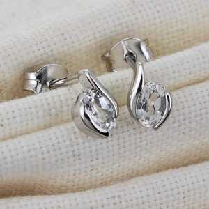 White Topaz <b>Studs</b> Contemporary Elegant Everyday Wear Jewelry - Product Image 3