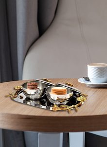 Recipientes de Acero Inoxidable con Diseño de Tallo de Orquídea y Tazones a Juego, Decorativos para Servir Bocadillos y Frutos Secos, Ideales para el Hogar, Cenas y Regalos - Product Image 6