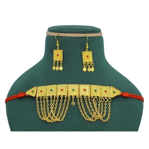 Ensemble de collier choker en or arabe élégant pour femmes, ensemble de bijoux de mariée traditionnels du Moyen-Orient, style Dubaï, bijoux de luxe Dubaï - Product Image 6